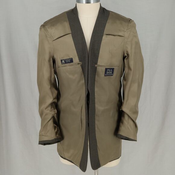 Jos A Bank Sport Coat Mens 42L Green Houndstooth Plaid Wool Jacket Blazer Lined - Picture 13 of 16